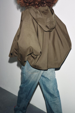 ZARA КОРОТКИЙ ТРЕНЧ WATER REPELLENT — ZW COLLECTION, СВЕТЛЫЙ ХАКИ