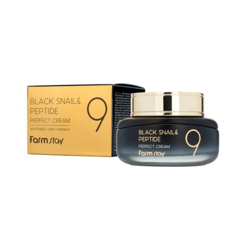 FARMSTAY Омолаживающий крем с муцином черной улитки  Black Snail &amp; Peptide 9 Perfect Cream 55ml