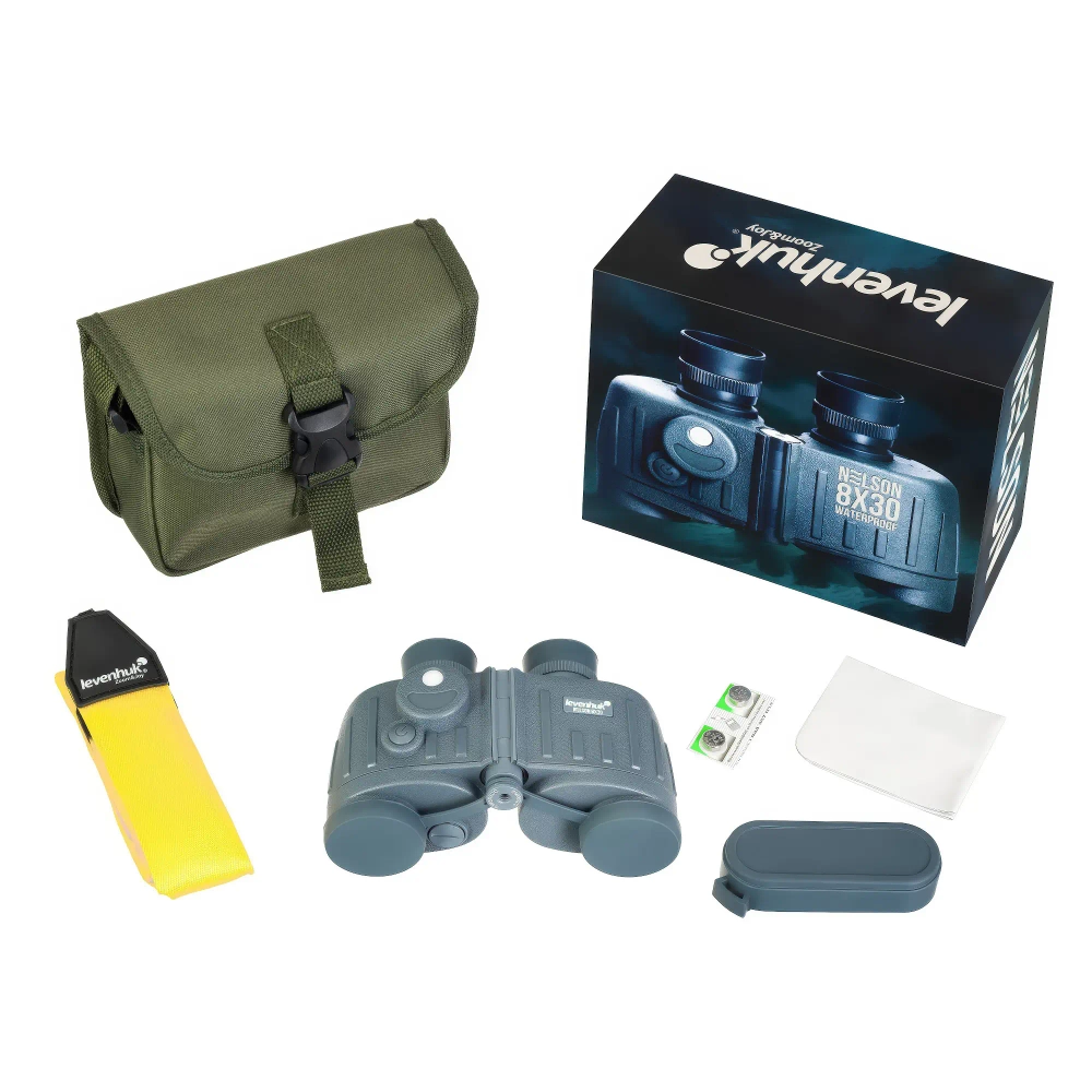 Бинокль Levenhuk Nelson 8x30 - комплектация с чехлом и коробкой