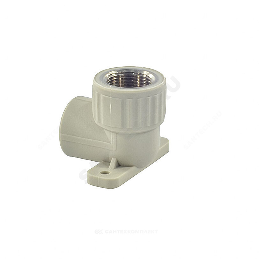 Угольник PP-R комбинированный серый Дн 20х3/4" ВР с креплением VALFEX 10120225Г