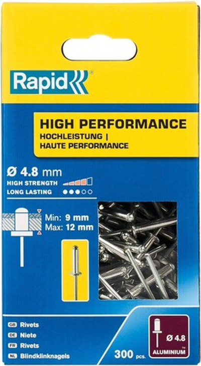 RAPID R:High-performance-rivet, 4.8 х 16 мм, 300 шт, алюминиевая высокопроизводительная заклепка (5001438)