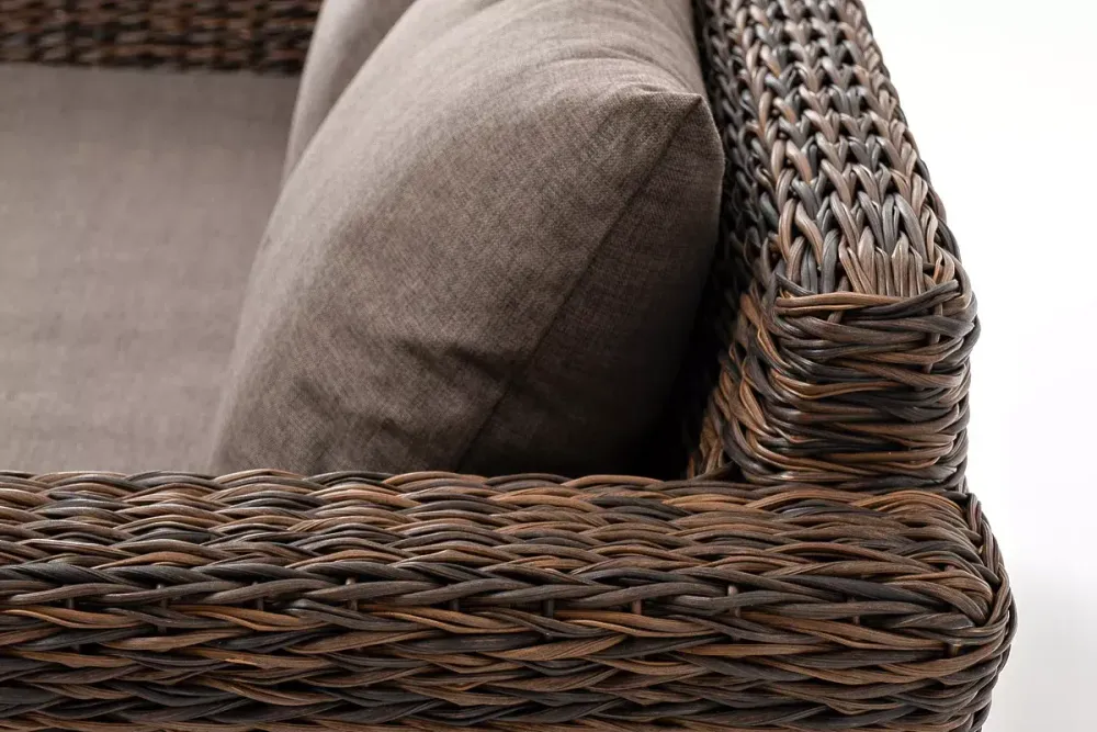 "Капучино" диван из искусственного ротанга (гиацинт) двухместный, цвет коричневый