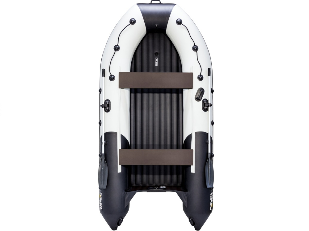 Лодка ПВХ РИВЬЕРА 3600 килевое надувное дно "комби" светло-серый/черный