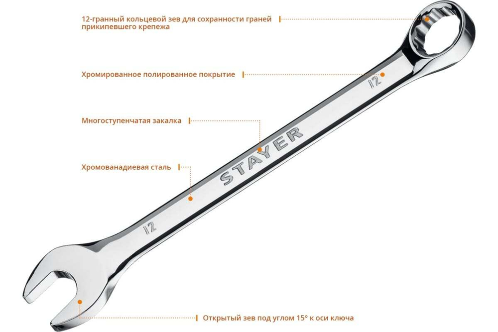 Комбинированный гаечный ключ 12 мм Stayer HERCULES 27081-12_z01