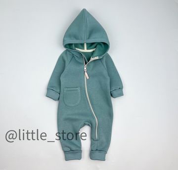 Комбинезон "Simple" из футера с начесом, Темный шалфей