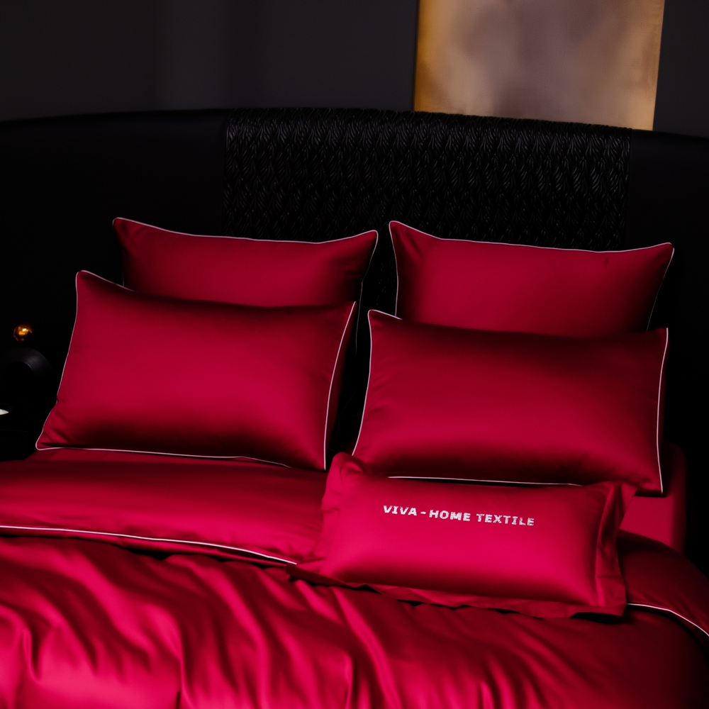 КПБ Однотонный Сатин Премиум на резинке OCPR013, 2 спальный, 4 наволочки, простынь 140*200*30