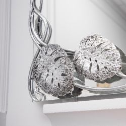 Зеркало настенное Monstera Deliciosa (Монстера) прямоугольное 80х60 Античное серебро
