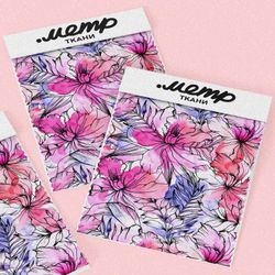 Ткань поплин розовые очертания цветов