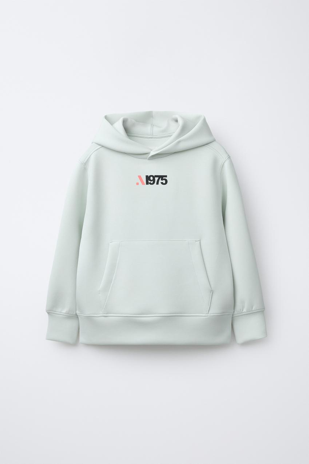 ZARA СПОРТИВНАЯ ТОЛСТОВКА С ПРИНТОМ, МЯТНЫЙ