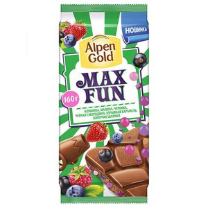 ШОКОЛАД ALPEN GOLD MAX FUN ФРУКТОВО-ЯГОДНЫЙ МИКС 160ГР