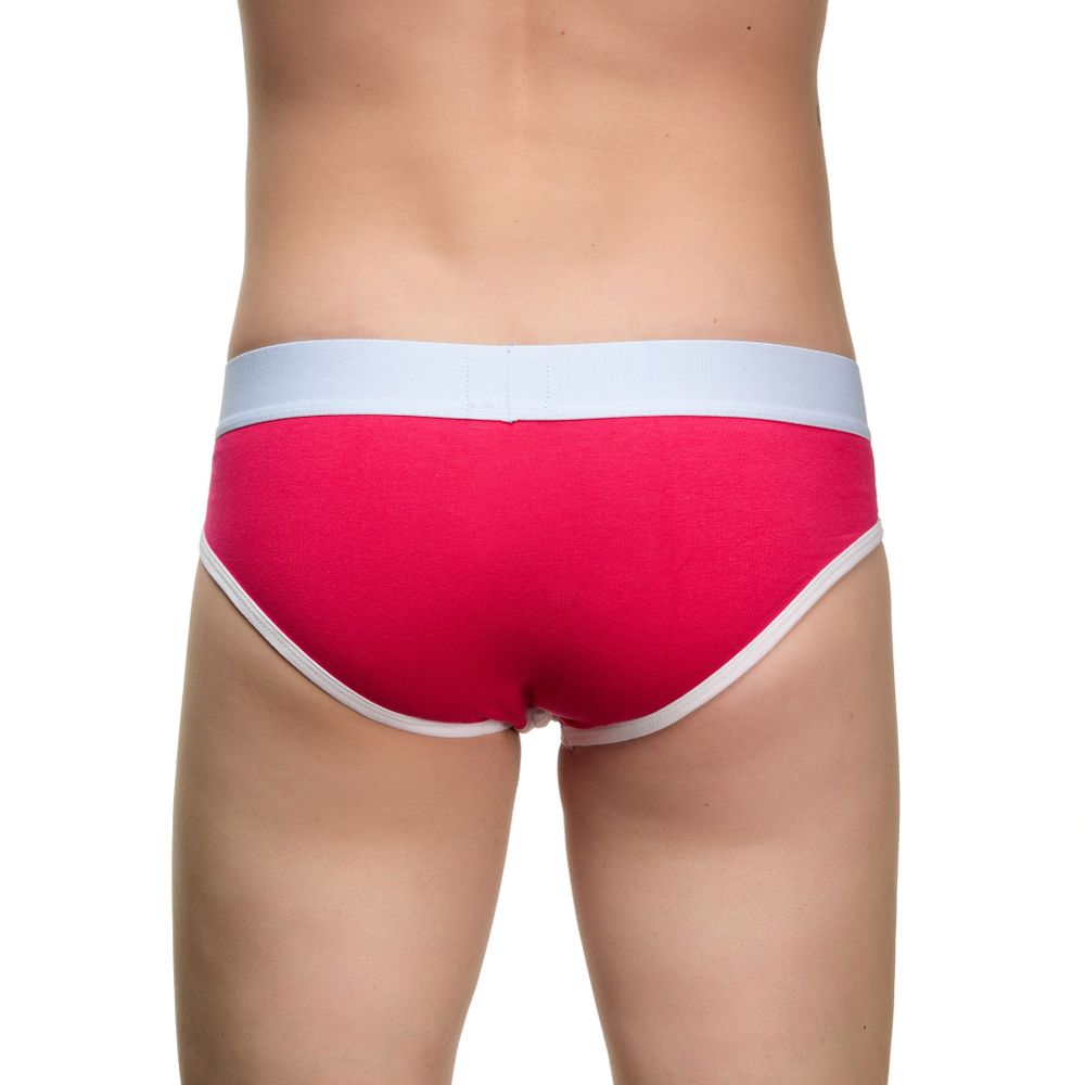 Мужские трусы брифы фуксия с розовыми вставками Boefje