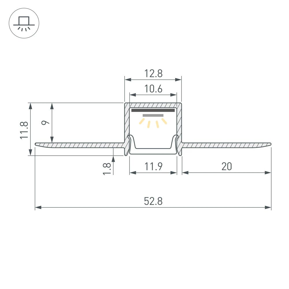 Профиль FANTOM-W12-2000 ANOD (Arlight, Алюминий) 040325