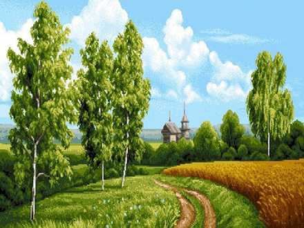 Гобеленовая картина "D. ДОРОЖКА У ПОЛЯ" в багетной раме, Россия.