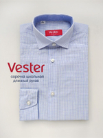 Сорочка детская VESTER длинный рукав, микроклетка, хлопок/пэ 73914 05