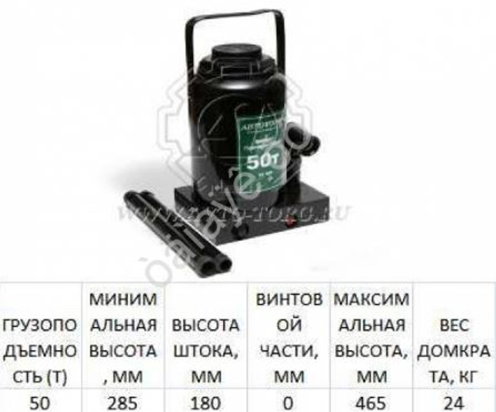 Домкрат гидравлический 50,0т h=285-465мм АТ43056