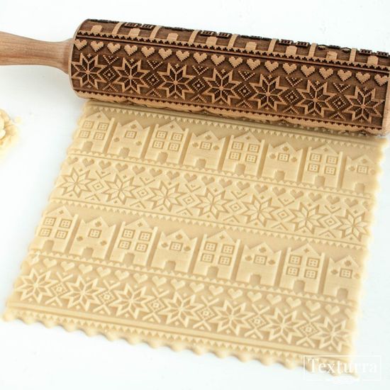 Скалка с узором Норвежская деревня