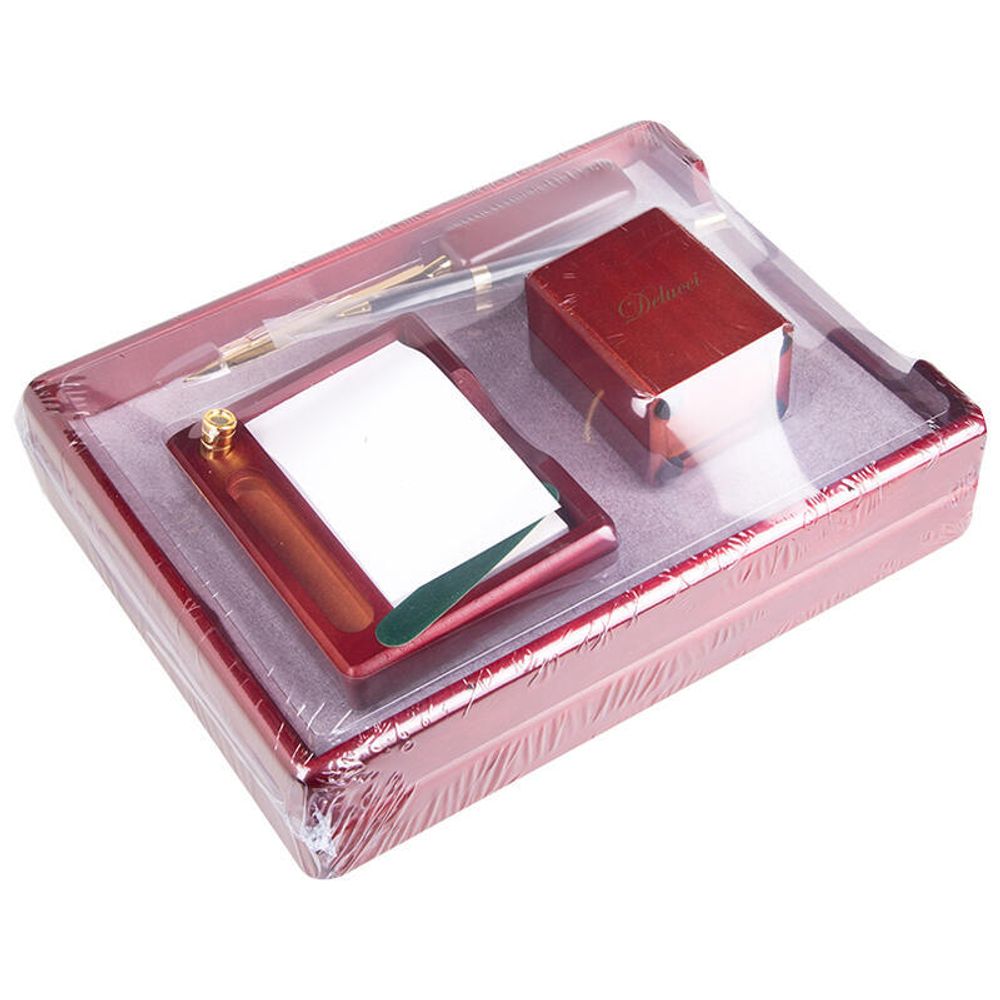 Набор настольный Delucci, 4 предмета (2 лотка), красное дерево