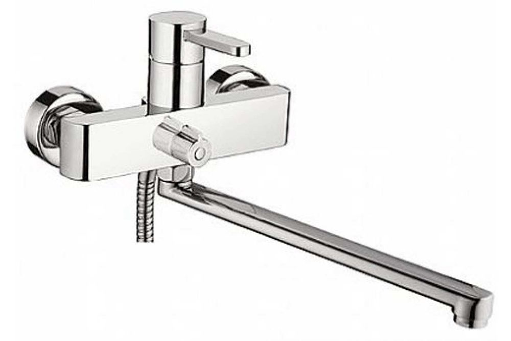 Смеситель ванна  DORON DB 1101-35L 1/2 керамика, хром, излив 350 мм, лейка 1 реж