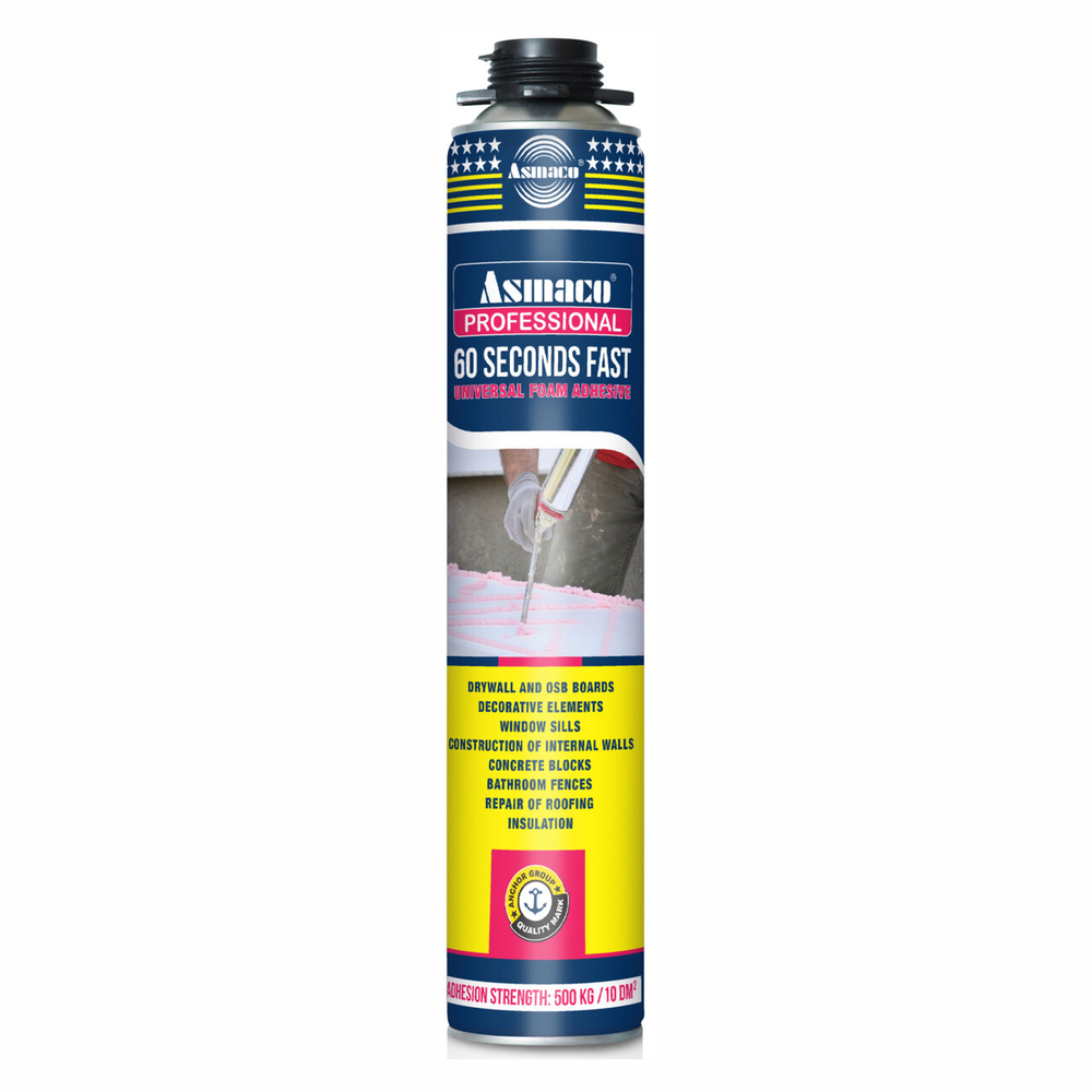 ПЕНА-КЛЕЙ ASMACO 60 СЕКУНД МГНОВЕННЫЙ 750МЛ