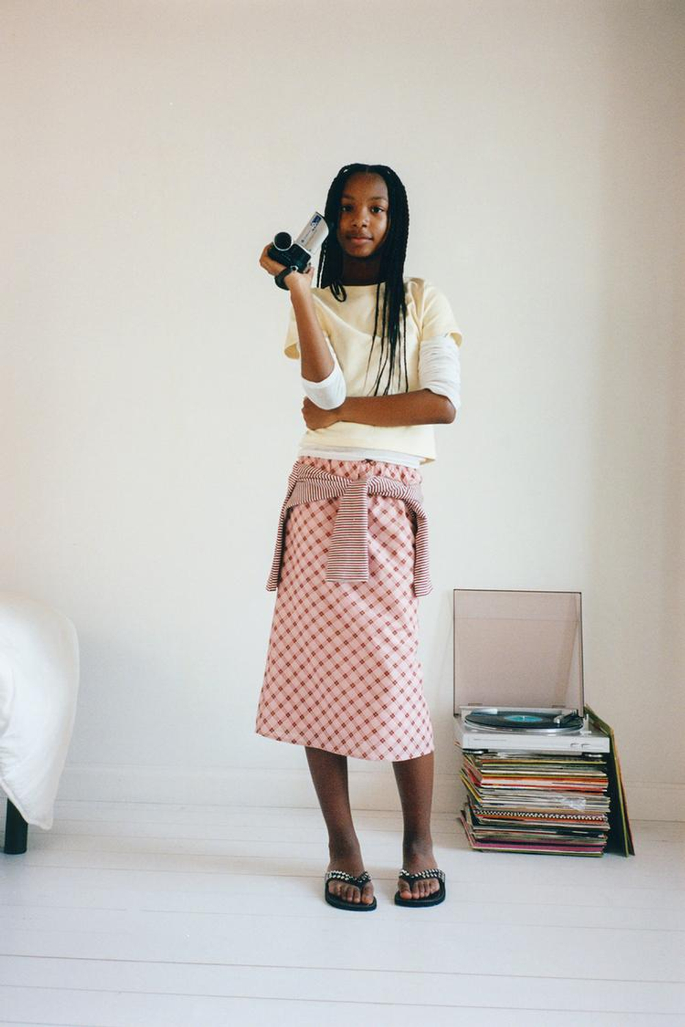 ZARA ЮБКА МИДИ В КЛЕТКУ, РОЗОВЫЙ