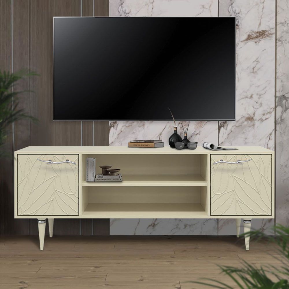 Тумба под ТВ Арт Колор leaves 155см Классик Сильвер Серый шелк