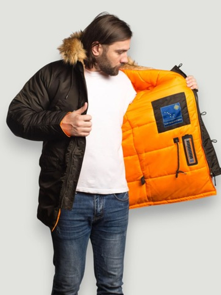 Куртка Аляска N-3B Husky Denali (т. серая - beluga/orange)
