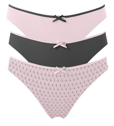 Набор из 3 розово-серых трусиков-слип Olivia (Размер: S) (Цвет: розовый с серым)