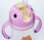 4780659 Поильник детский с силиконовой трубочкой «Совушка», 240 мл., цвет фиолетовый