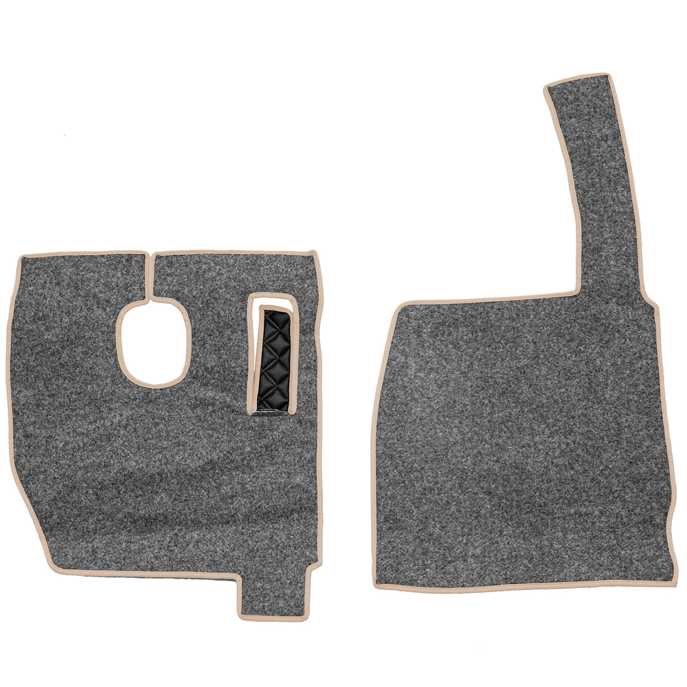 Ковры SHACMAN F3000 (экокожа, черный, бежевый кант, бежевая вышивка)