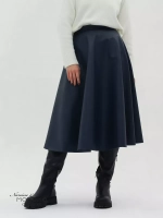 Юбка кожаная миди трапеция