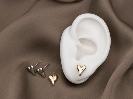 Серьги-гвоздики "Сердце" 10мм