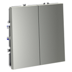 Выключатель с самовозвратом встраиваемый VOLTUM S70 двухклавишный 10А, (сталь)