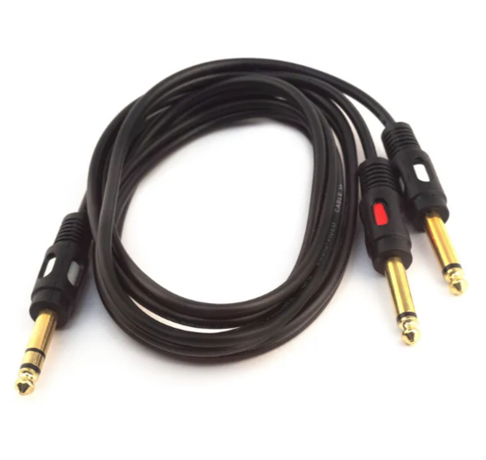 Аудио кабель для гитары 6.35 стерео -- 2*6,35 моно 1.5 метров