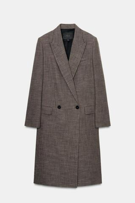 ZARA ДВУБОРТНОЕ КЛАССИЧЕСКОЕ ПАЛЬТО — ZW COLLECTION LIMITED EDITION, РЫЖЕВАТО-КОРИЧНЕВЫЙ