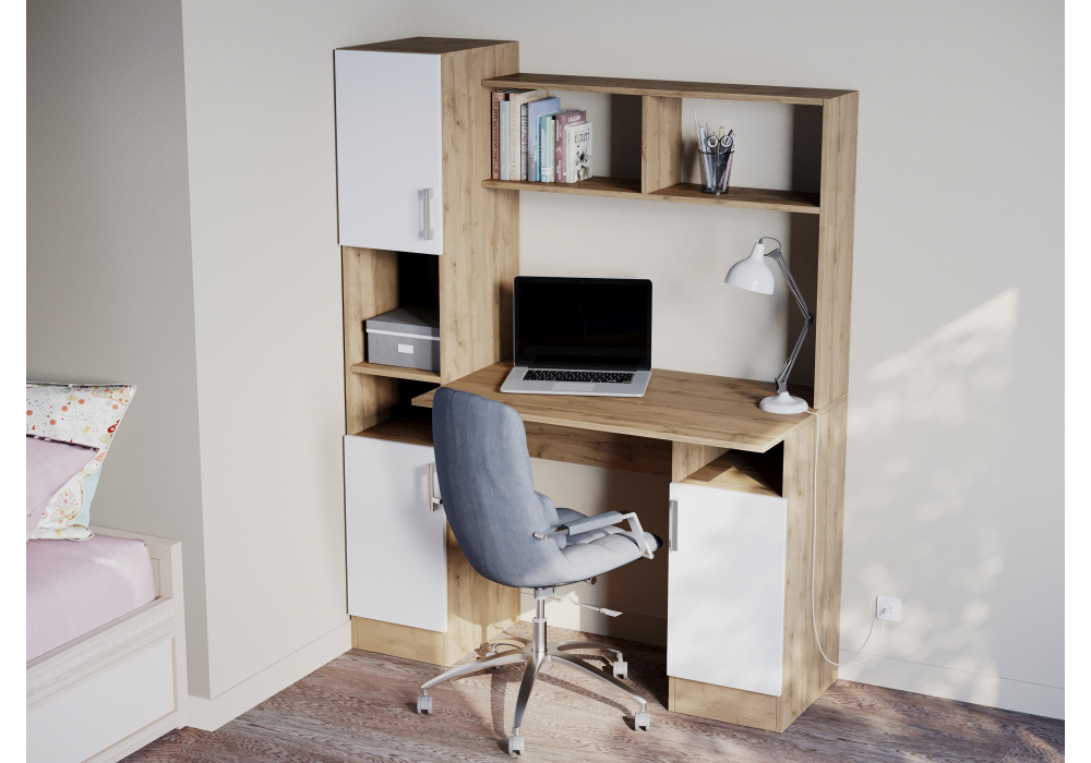 Компьютерный стол Woodville Эндо дуб вотан, белый