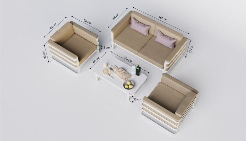 Primavera, набор белый/бежевый, алюминий