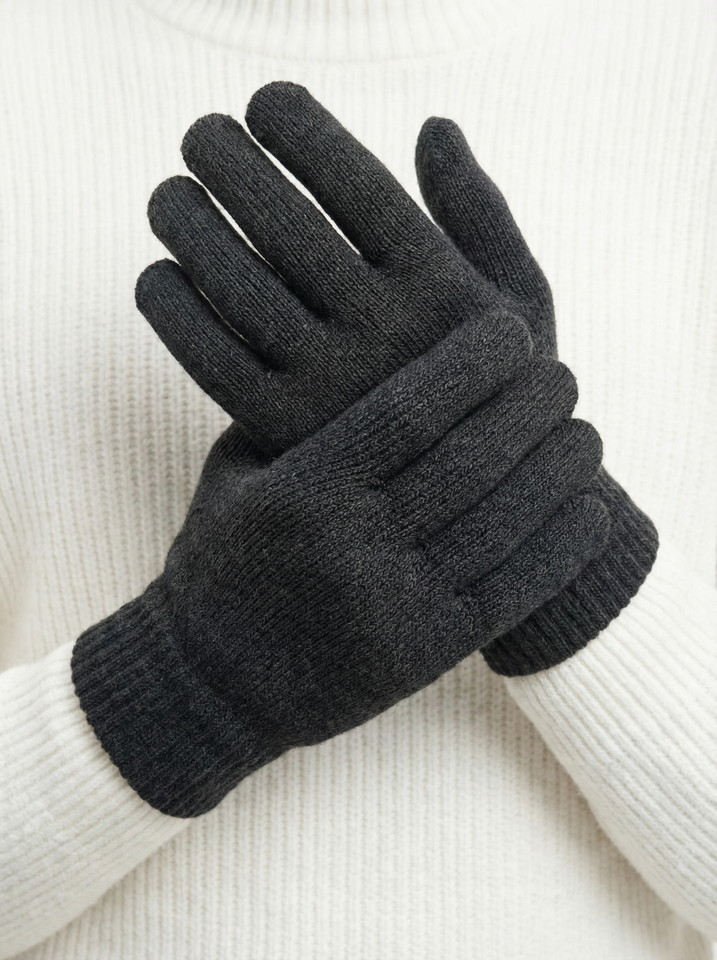 Перчатки полушерстяные двойные (черные)