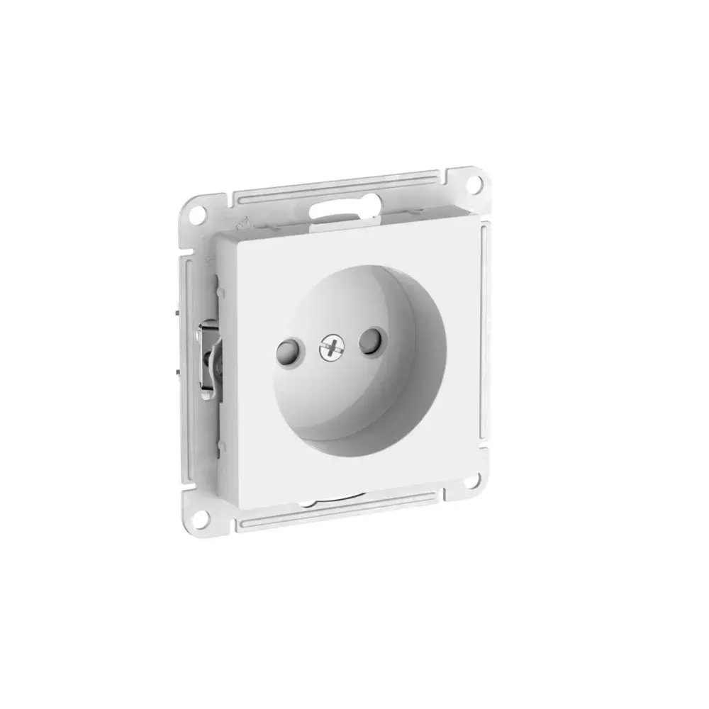 Atlas Design розетка без заземления со шторками, 16А, мех., быстрозажим. клем., Белый