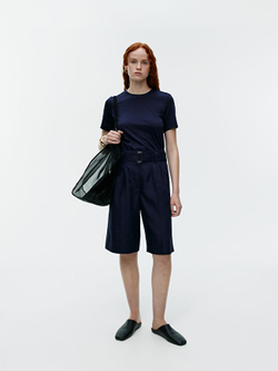 ARKET ФУТБОЛКА С КРУГЛЫМ ВЫРЕЗОМ, ТЕМНО-СИНИЙ