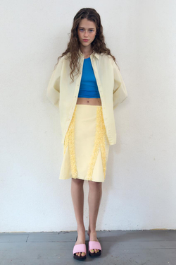 ZARA РУБАШКА ОВЕРСАЙЗ ИЗ ПОПЛИНА, СВЕТЛО-ЖЕЛТЫЙ