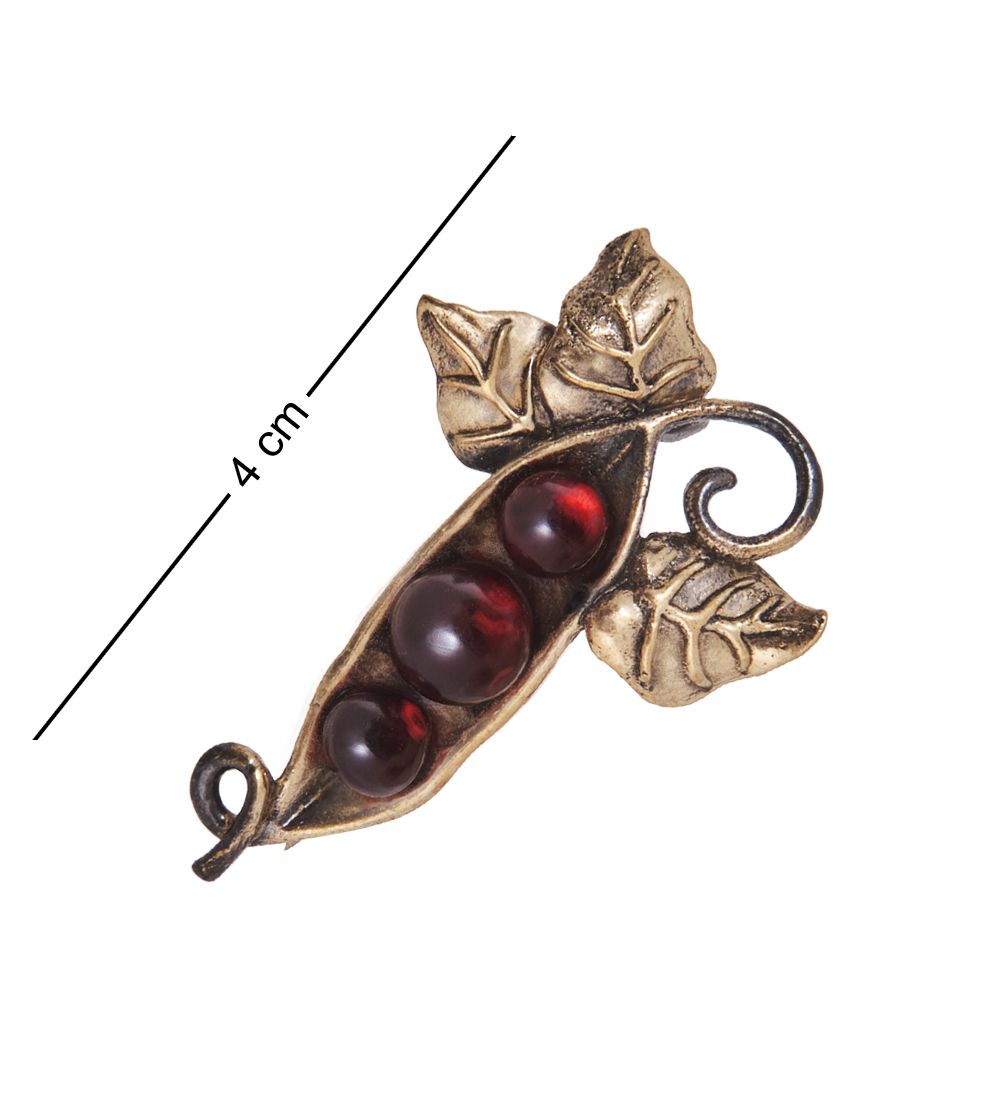 AM-4206 Брошь «Горошек Стручок» (латунь, янтарь)