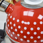 Чайник 3,5л со свистком, подвижная ручка, бордо "Белые горохи"