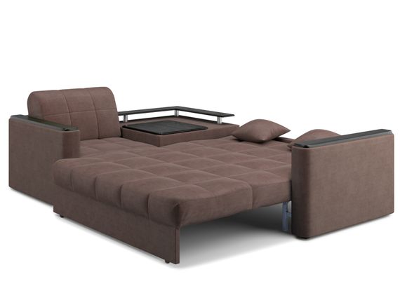 Диван угловой с Баром Неаполь 1,4 - Velutto 23 шоколад/ коричневая накладка