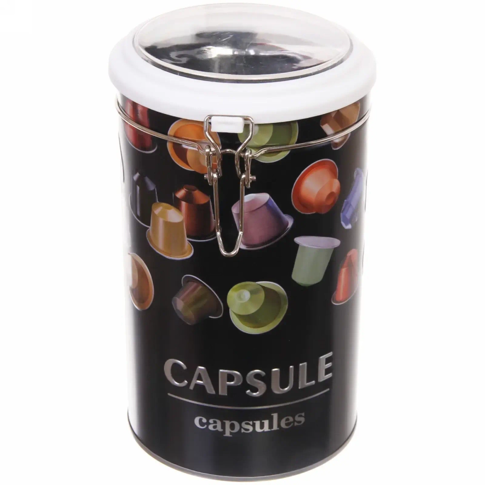 Банка для продуктов металлическая «Black style» Кофе с зажимом 1700мл