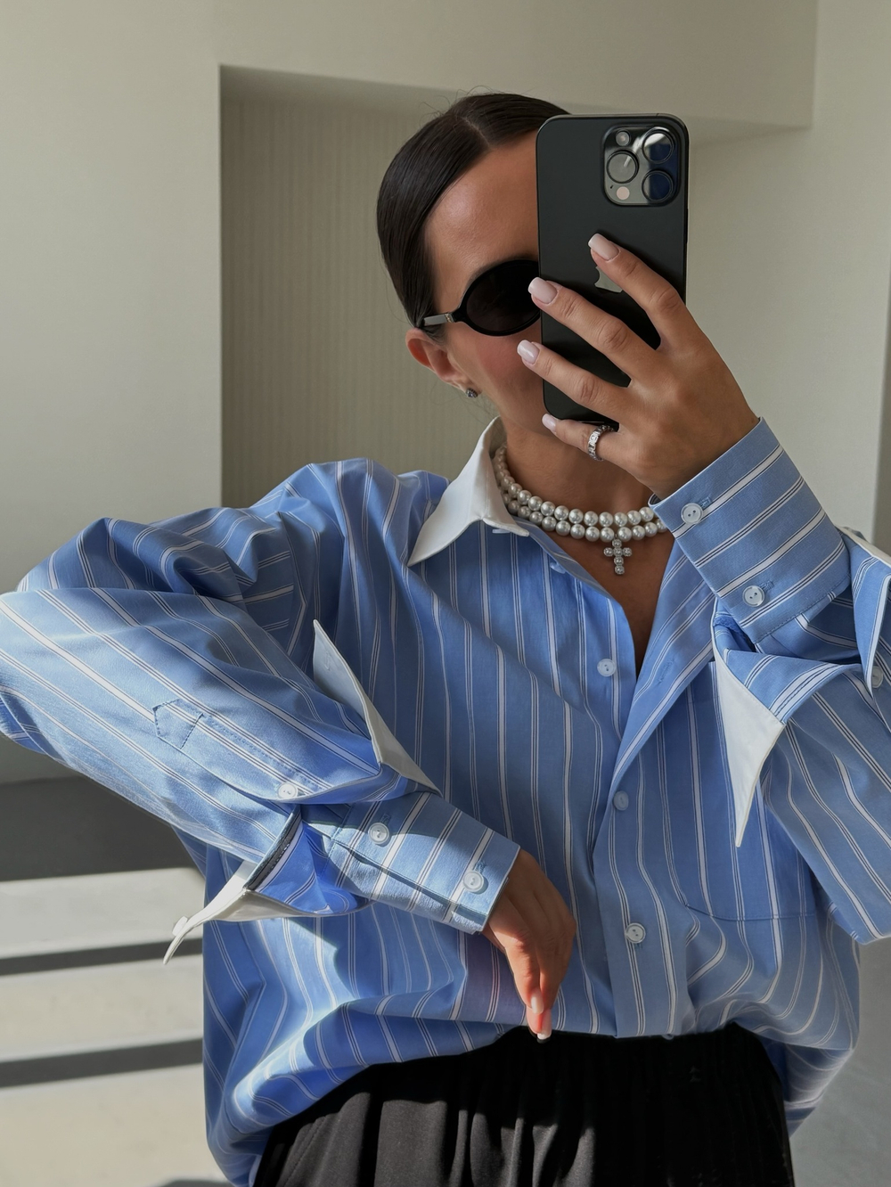 Рубашка со съемными манжетами