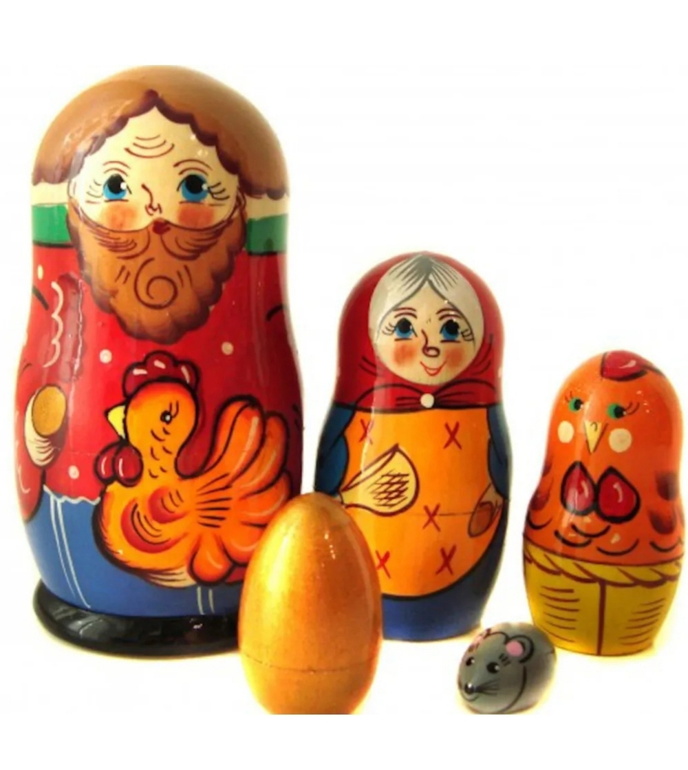 Матрешка "Сказка-Курочка Ряба" 5 кукольная. Высота самой большой куклы 15-18см