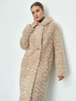 Шуба женская чебурашка тедди эко, светло-бежевая, SilverFox