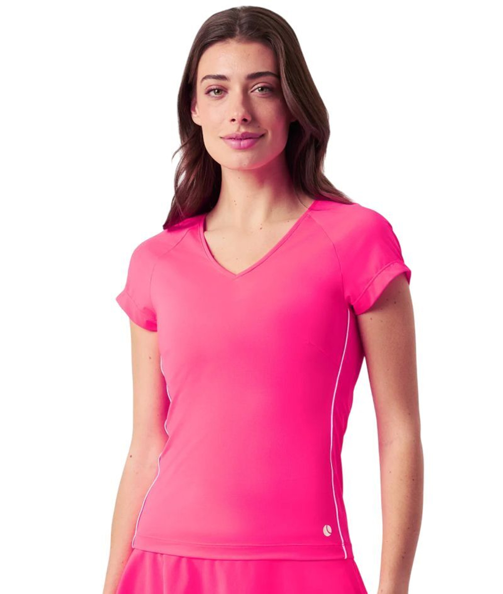 Женская теннисная футболка Björn Borg Ace V-Neck - cotton candy