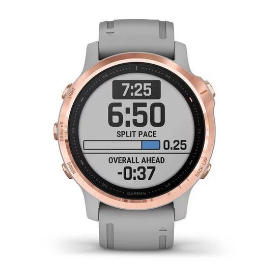 Мультиспортивные часы Garmin Fenix 6S Sapphire - розовое золото с серым ремешком 010-02159-21