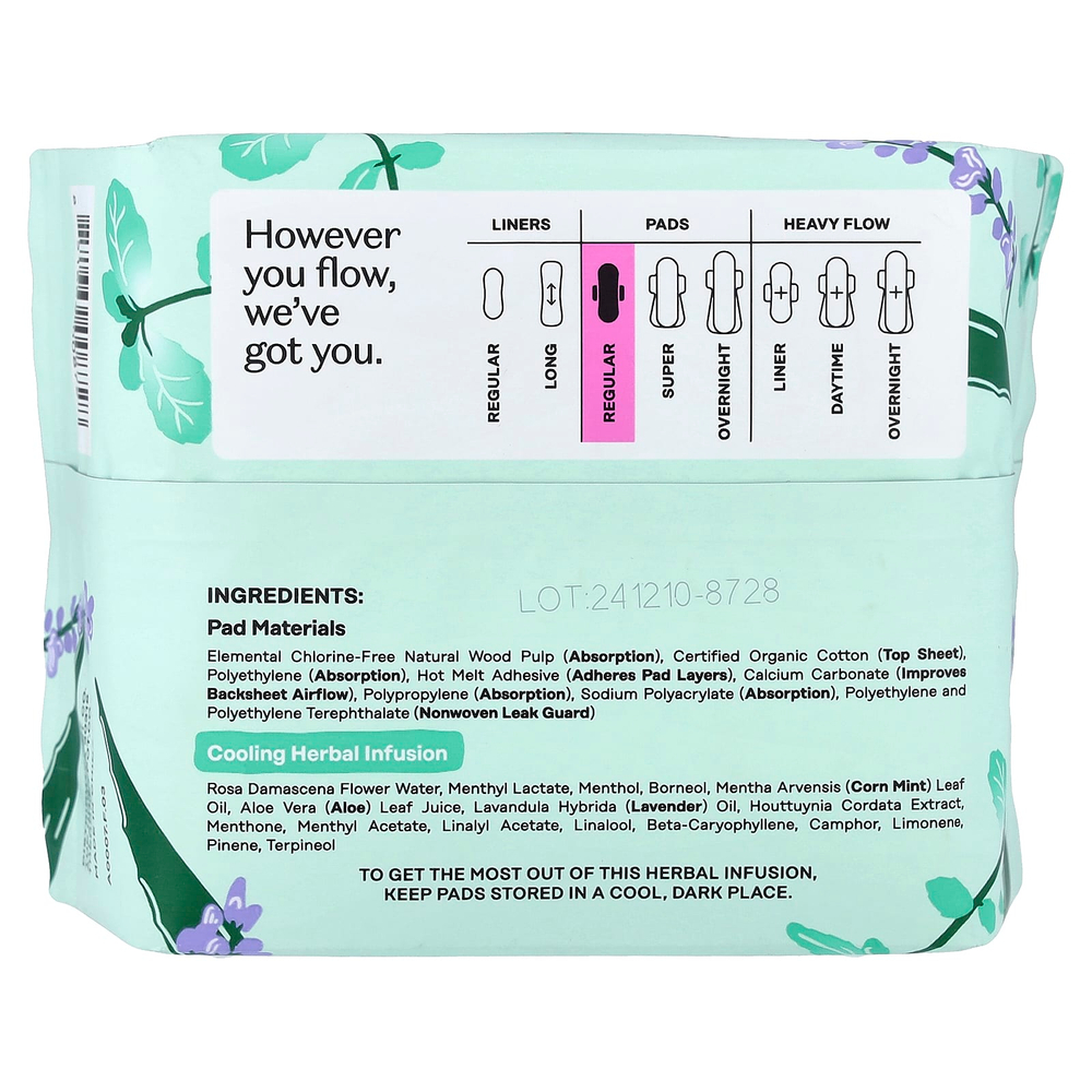 The Honey Pot Company, органический охлаждающий травяной настой, подушечки с крылышками, обычные, 20 шт.